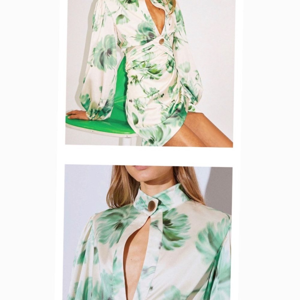 NWT Asymmetrical Hollow Out Print Dresses Long Sle - Picture 6 of 10